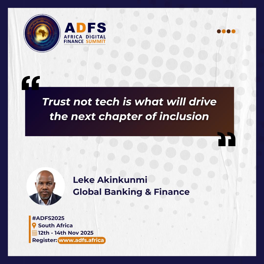 Africa Digital Finance Summit (@adfs_summit) on Twitter photo For many Nigerians, especially in rural areas, fintech platforms have yet to prove they’re reliable.
Leke Akinkumi, a fintech policy expert and former CBN executive,  reminded us that financial inclusion is not just about digital access. It’s about emotional infrastructure. For many Nigerians, especially in rural areas, fintech platforms have yet to prove they’re reliable.
Leke Akinkumi, a fintech policy expert and former CBN executive,  reminded us that financial inclusion is not just about digital access. It’s about emotional infrastructure.