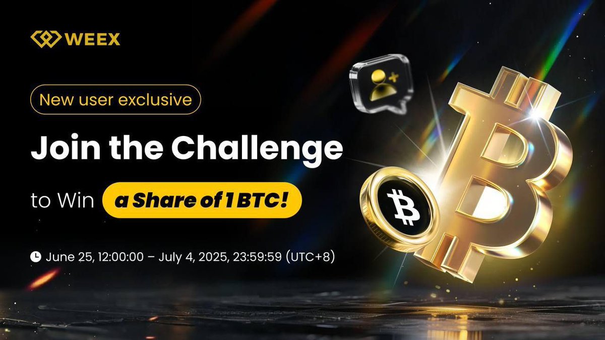 BrainrotLedger's tweet image. #WEEX #NewUser #Promotion

🚀 Ready to take on the challenge and win big?

#WEEX is giving new users an exclusive opportunity to share 1 full BTC! 💰

🔥 Whether you're new to crypto trading or just new to WEEX — this is your moment.

🎯 All you have to do is join the #challenge,