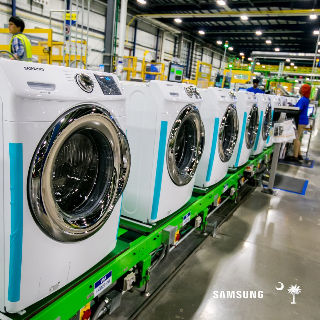 SamsungSC's tweet image. At Samsung, we don’t just build machines, we build futures. Every washer that leaves our line represents local hands, local pride, and a commitment to our community.

#MadeLocal #NewberryCounty #SouthCarolina #SamsungSC