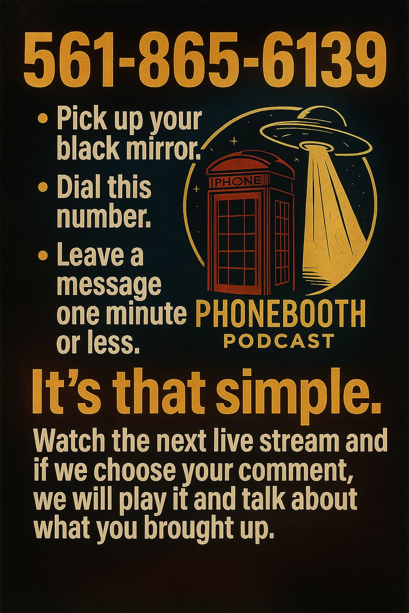 Don’t forget to call and leave your message for Saturday night’s Live stream!!! 

Last week we got some great comments and topics to bring up.