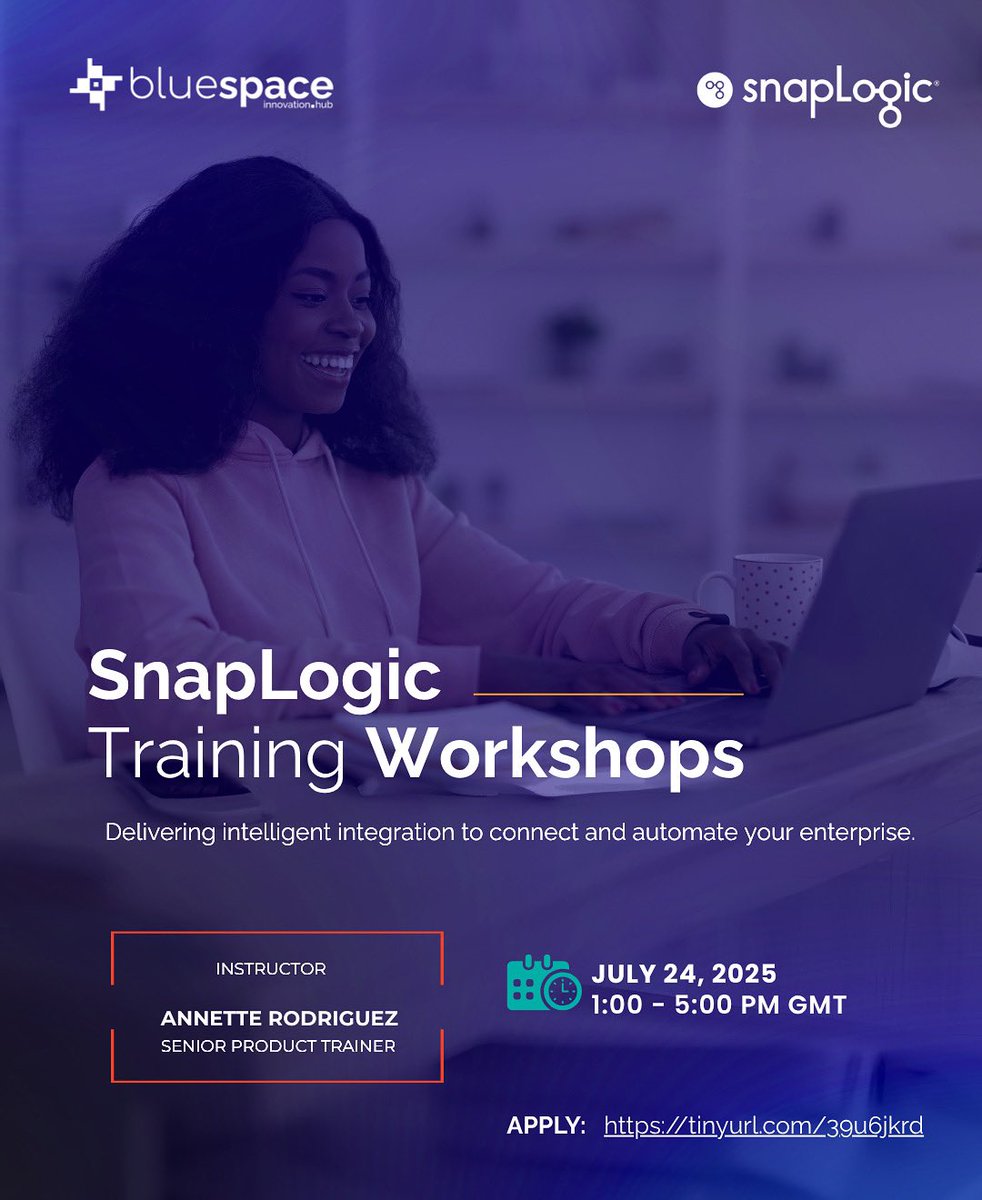BlueSPACE_hubs's tweet image. Join our free SnapLogic Training Workshop on July 24th, 2025 and master AI-powered automation in a live, hands-on virtual session.

Instructor:  Annette Rodriguez, Senior Product Analyst
Time:  1:00 to 5:00 PM GMT

Reserve your spot for FREE:

🔗 tinyurl.com/39u6jkrd