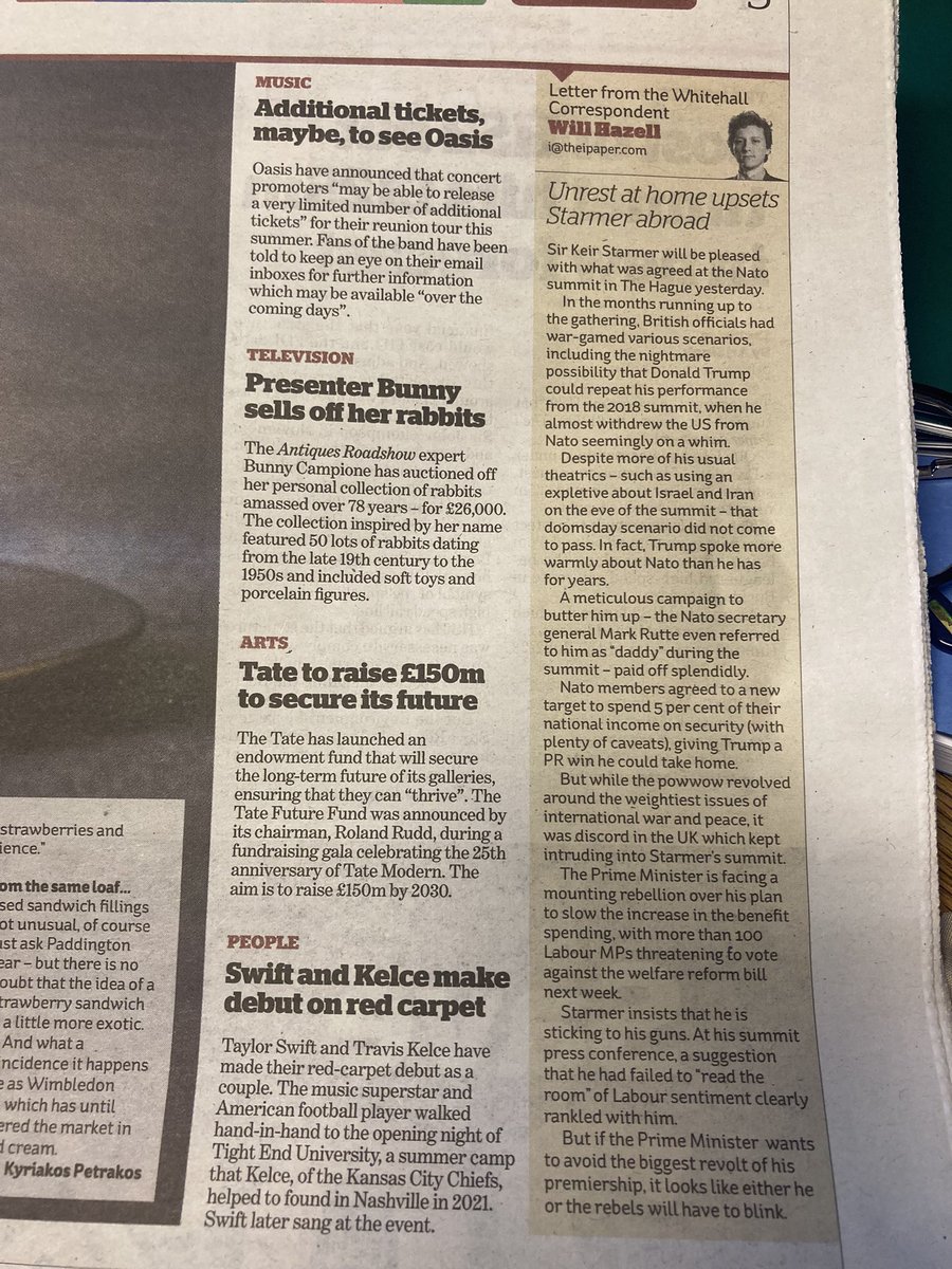 Will Hazell (@whazell) on Twitter photo My p3 letter in today’s <a href="/theipaper/">The i Paper</a> on how Starmer will have been pleased with the outcome of the Nato summit, but discord at home was never far away… My p3 letter in today’s <a href="/theipaper/">The i Paper</a> on how Starmer will have been pleased with the outcome of the Nato summit, but discord at home was never far away…