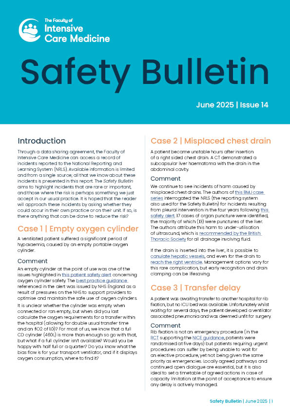 FICMNews's tweet image. The latest edition of the FICM Safety Bulletin is now outnow: ficm.ac.uk/safety-bulletin
