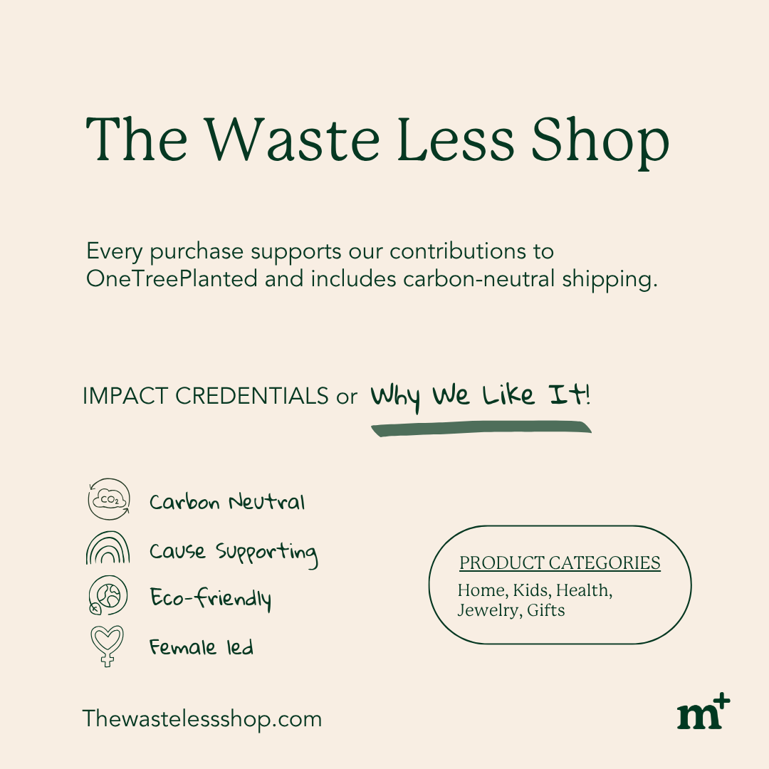 NEW BRAND: Excited to welcome @thewastelessshop to the M+ platform and community! 🇺🇸 

Our Impact Credentials / Why We Like It:

- Cause Supporting
- Eco-friendly
- Female Led 
- Carbon Neutral Shipping
- Zero Waste

Check them out! ❤️ 

📸 : The Waste Less Shop