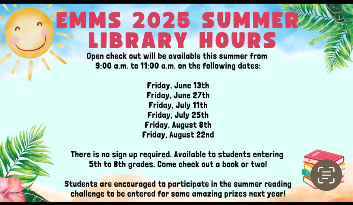 The MS library will be open for MS students to check out books. See the graphic for dates / times. #mounderpride