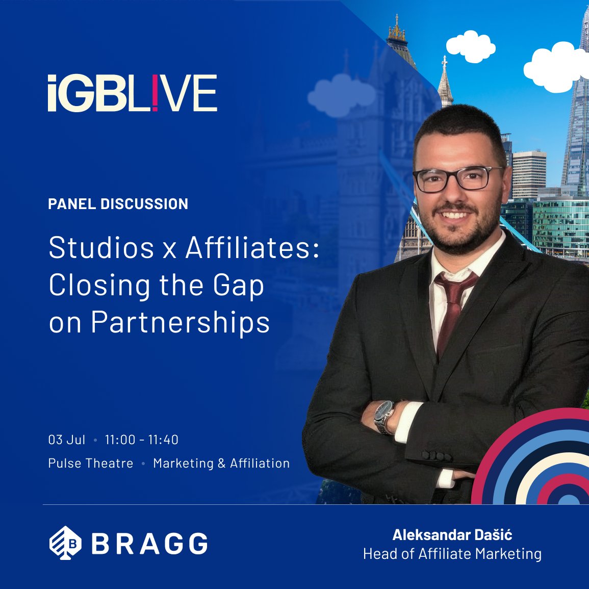 How can game studios really stand out in today’s iGaming landscape? 🤔
Join Bragg’s Aleksandar Dašić as he takes the stage at iGB Live and find out!

🗓 July 3 | ⏰ 11:00 | 📍 Pulse Theatre
💬 Studios x Affiliates: Closing the Gap on Partnerships

$BRAG <a href="/iGamingBusiness/">iGB</a>