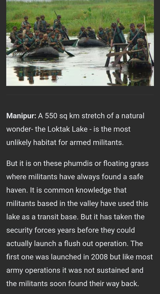 3️⃣For decades,Meitei Terrorists exploited Loktak Lake &amp; Myanmar as a strategic staging grounds to wage war against India,#IndianArmy &amp; in the furtherance of their Secessionist agenda. GoI mustn't allow the resurgence of Loktak as a terror launchpad &amp; Bastion of Meitei Terrorists.