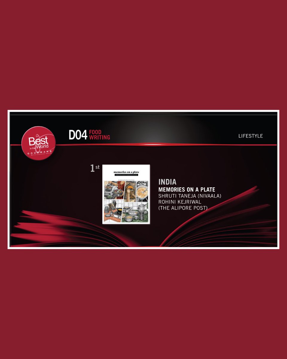 Memories on a Plate has won First Place in the Food Writing category at the Gourmand World Cookbook Awards 2024. 🏆✨

A labour of love b/w two women collecting food memories from 100 Indian kitchens has become something far bigger than we ever imagined. 

So so grateful! 🙏🏼♥️