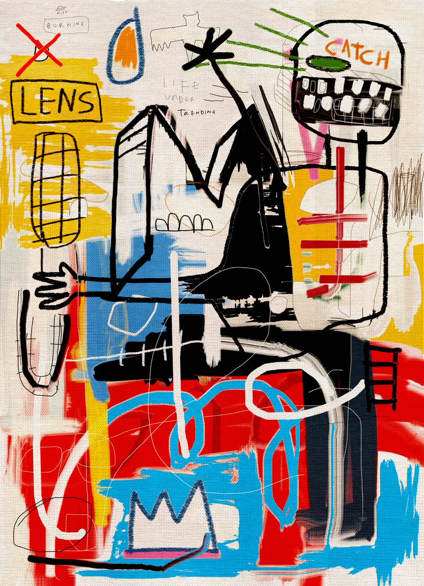 Fragmented figures, aggressive strokes, and raw textures form a visual protest, where the word CATCH becomes a warning, and the crown a symbol of self-worth under pressure.  
GM 🙌☕️