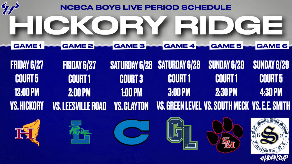 Hickory Ridge MBB (@hrhsmbb) on Twitter photo NCBCA Live Period starts tomorrow‼️ College coaches come check out <a href="/HRHSMBB/">Hickory Ridge MBB</a> this weekend at Bermuda Run. We have talent for all levels #HornsUp NCBCA Live Period starts tomorrow‼️ College coaches come check out <a href="/HRHSMBB/">Hickory Ridge MBB</a> this weekend at Bermuda Run. We have talent for all levels #HornsUp