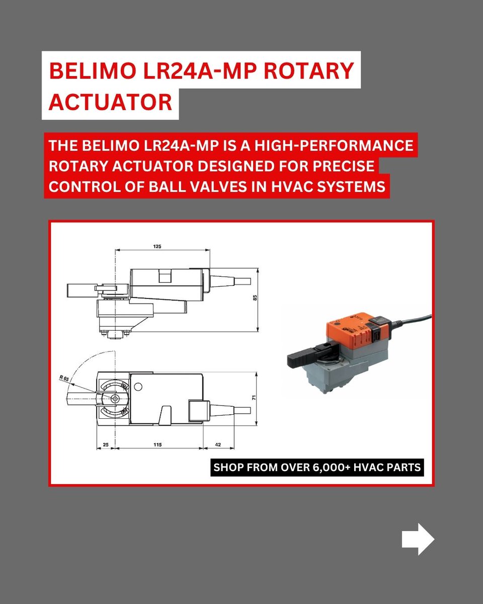 iac_systems's tweet image. The Belimo LR24A-MP actuator is a powerhouse for AHU control:
🔧 5Nm torque
⚡ 24V compatible
💧 IP54 protection

Shop 6K+ parts at 👉 i-acs.co.uk/store

#HVAC #Engineering #SmartControls #Belimo #iACS #AHU #HVACControls #AHUControls #HVACCompany #HVACLife #AirHandlingUnits