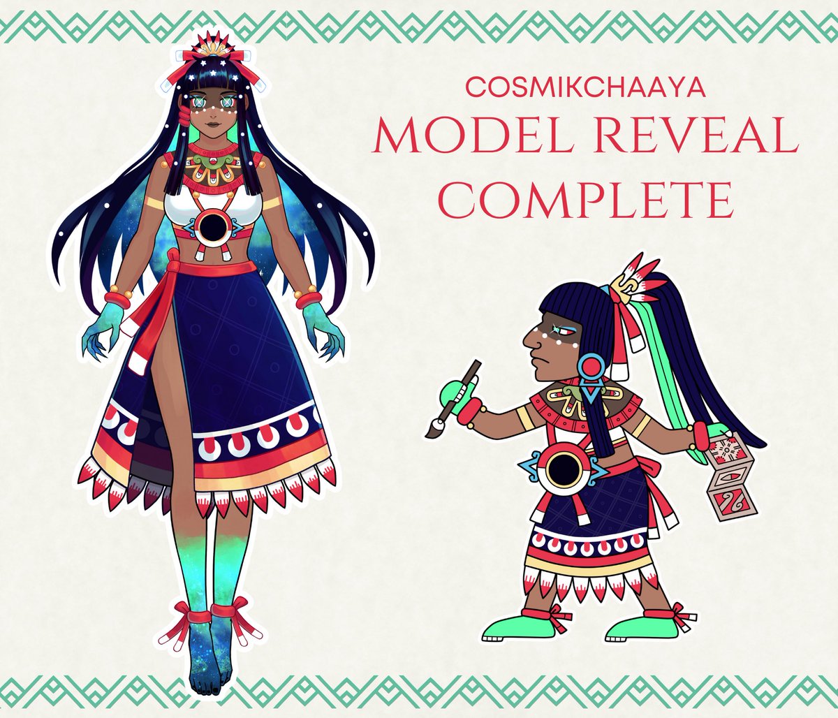 Congratulations!! 🎉🎊 Here is my new look + my codex gremlin form!

Chaaya is the Aztec goddess of (???)

Art tag: #cosmikcodex
You can use this art tag for all my other OCs as well 🐍