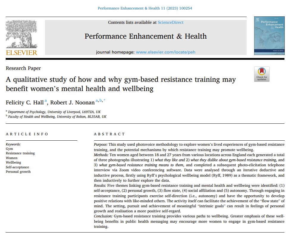 We often talk about the physical benefits of exercise.

But the emotional rewards are just as powerful—and perhaps even more so.

In this study, women described the wellbeing benefits of resistance training as:

- A sense of social connection
- Experiencing “flow” and presence
-