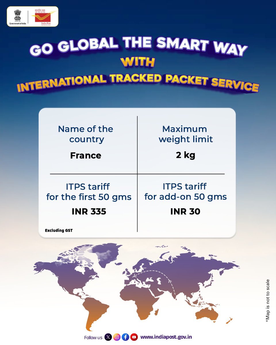 Taking your business global?

India Post’s International Tracked Packet Service helps you ship with ease. It is fast, trackable, and economical.

Start shipping with ITPS!

#IndiaPost #ParcelofPossibilities #InternationalTrackedPacketService
