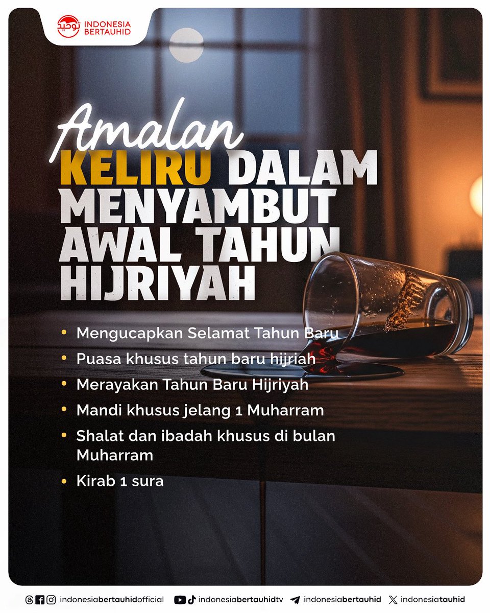indonesiatauhid's tweet photo. Awal Tahun Hijriyah, Tapi Banyak yang Keliru!

Bulan Muharram memang istimewa, tapi bukan berarti kita bebas bikin ibadah baru tanpa dalil yang jelas.

Simak selengkapnya di:
https://t.co/gIFqG4KSVV https://t.co/pDqoRenV9B