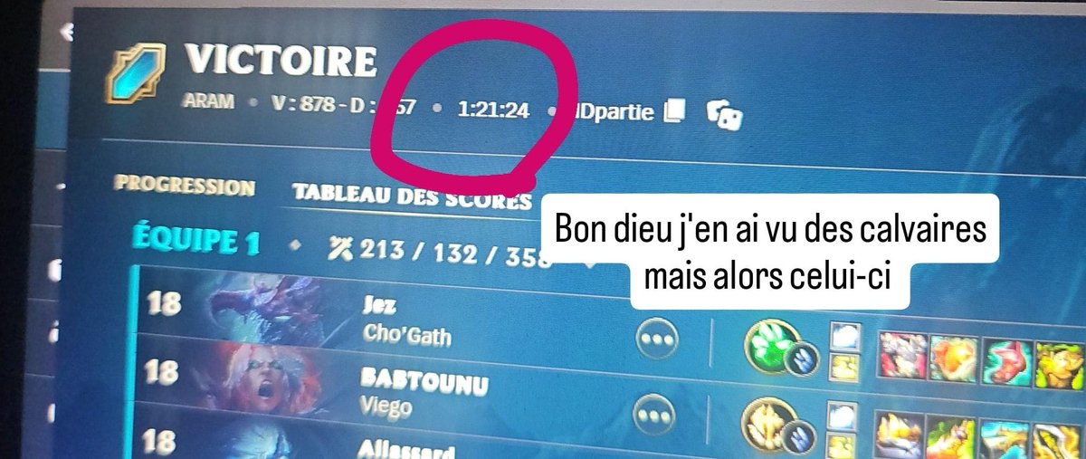 Bref sinon avant-hier j'ai voulu faire "une petite aram" avant de dormir" parce que c'était "plus court qu'une normal game"
Plus jamais, LoL me tuera