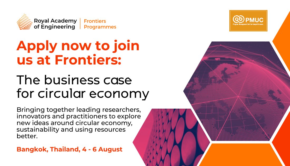 At our Frontiers symposium in Thailand in August, we’ll be diving into:
⭕ Digital &amp; creative solutions for circular economies
⭕ Policy &amp; systems that include everyone
⭕ Waste valorisation + financing strategies

Join other global experts to explore digital solutions, policy,