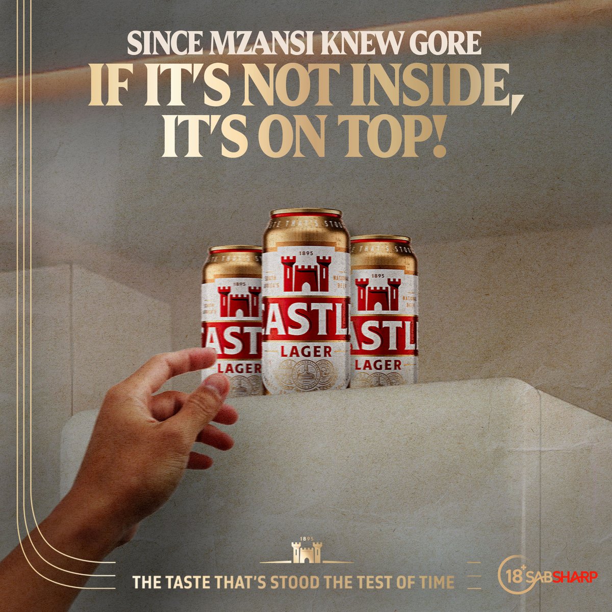 #CastleLager 🍻 has been around since Van Toeka!🤞🏽

Since Mzansi knew gore, if “It’s not inside, it’s on top!”. 🫖

Tell us which iconic ad this line comes from using #CastleVanToeka, and we could gooi INQAAABA in your DMs.
