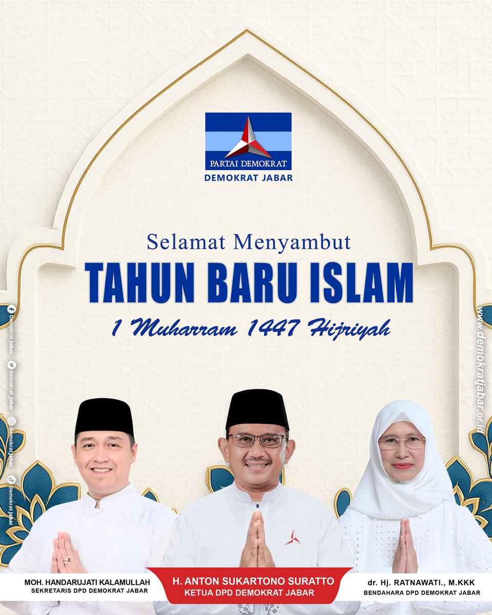 demokrat_jabar's tweet photo. Selamat Tahun Baru Islam 1 Muharram 1447 H

DPD Partai Demokrat Provinsi Jawa Barat mengucapkan selamat menyambut Tahun Baru Islam 1447 Hijriyah kepada seluruh umat Muslim di Jawa Barat dan Indonesia.

#1Muharram1447H #DemokratJabar https://t.co/QMKRRWKoFB