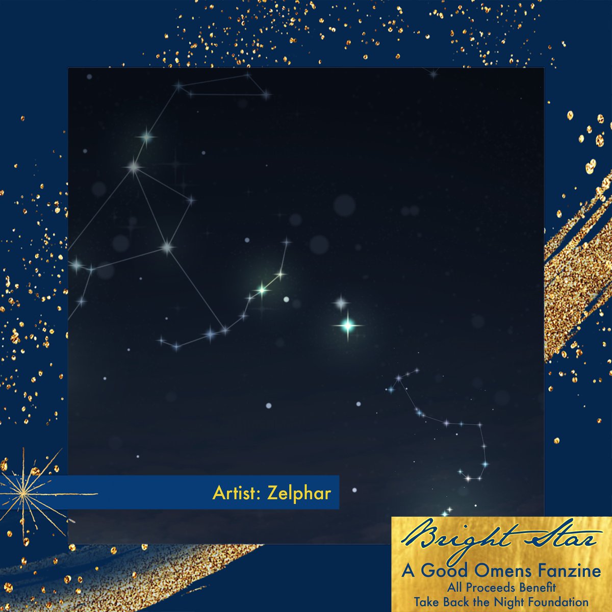Today's lovely art spotlight is by Zelphar!

Featured in 'Bright Star', our celestial fanzine, themed in tribute to the 'Take Back the Night Foundation'. All profits go towards helping SA victims.

pyracantha.itch.io/bright-star

#goodomens #brightstarzine #oowsfundraiser