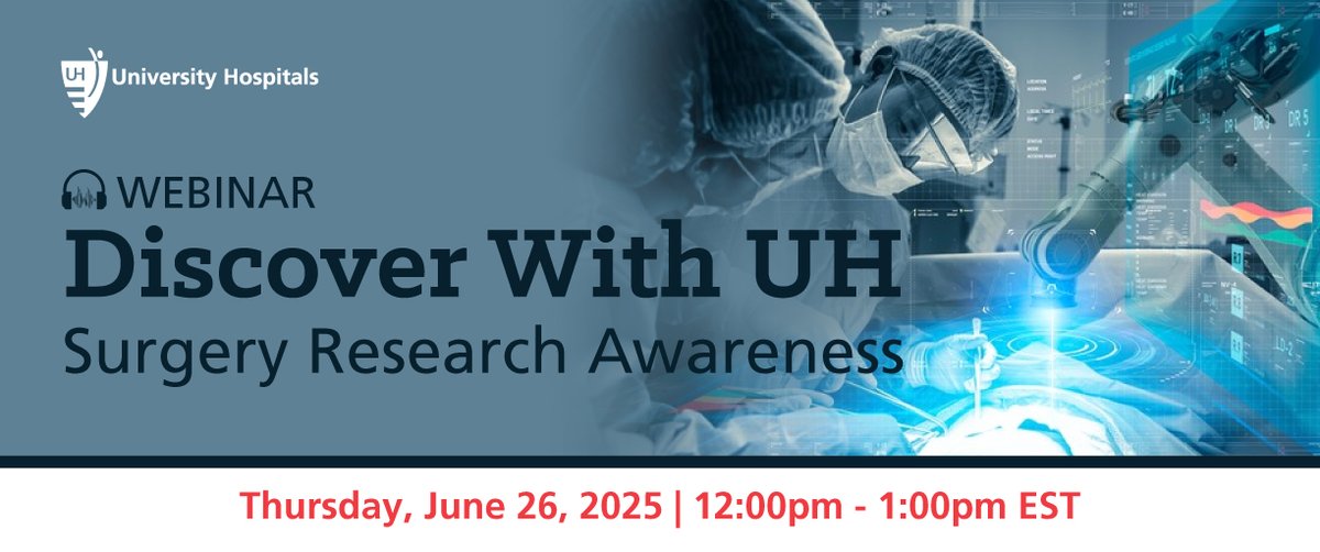 Join us today at 12PM EST for an interactive panel discussion on surgery research at UH! Register: bit.ly/4kfIAwk
