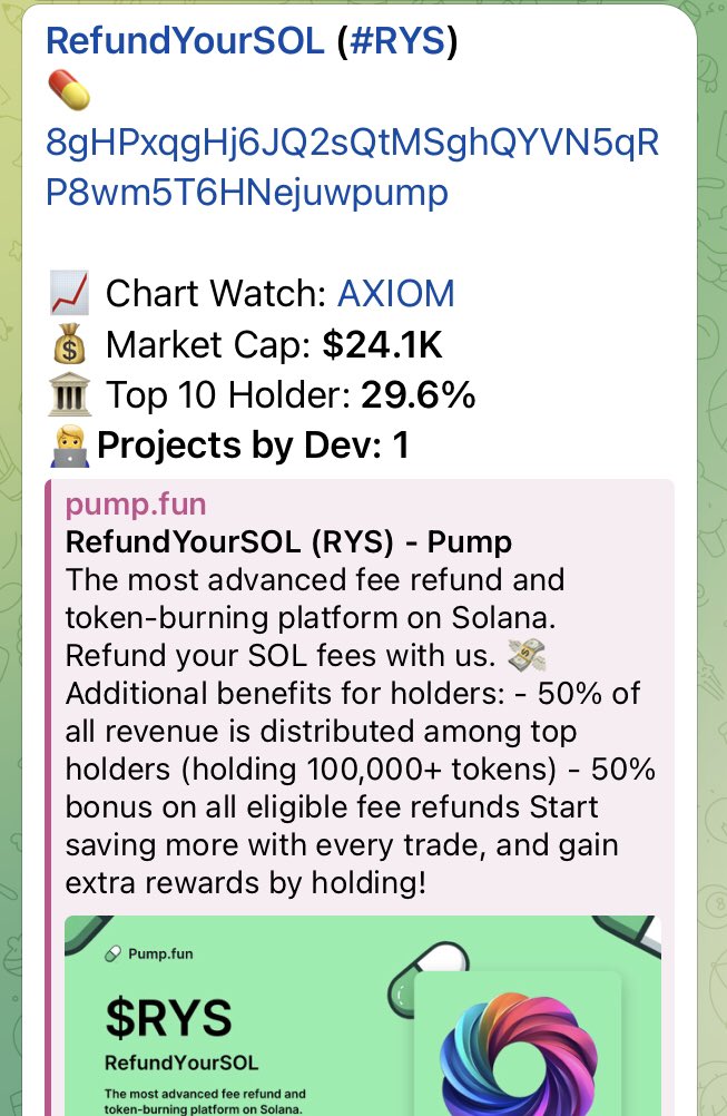 driftdegen2020's tweet photo. 💹 $RefundYourSOL (#RYS)
💊 8gHPxqgHj6JQ2sQtMSghQYVN5qRP8wm5T6HNejuwpump

🔥 $24.1K → $1.2M. Gain 49.8X
⭐️⭐️⭐️⭐️⭐️⭐️⭐️⭐️⭐️⭐️⭐️⭐️⭐️⭐️

No noise. Just results. 
🚀 Signal hit in the group: https://t.co/Leee7jAlCB
👁 Follow for more wins: @DriftDegen2020
#Solana #Gem #1000X https://t.co/GsiGv4DYs2