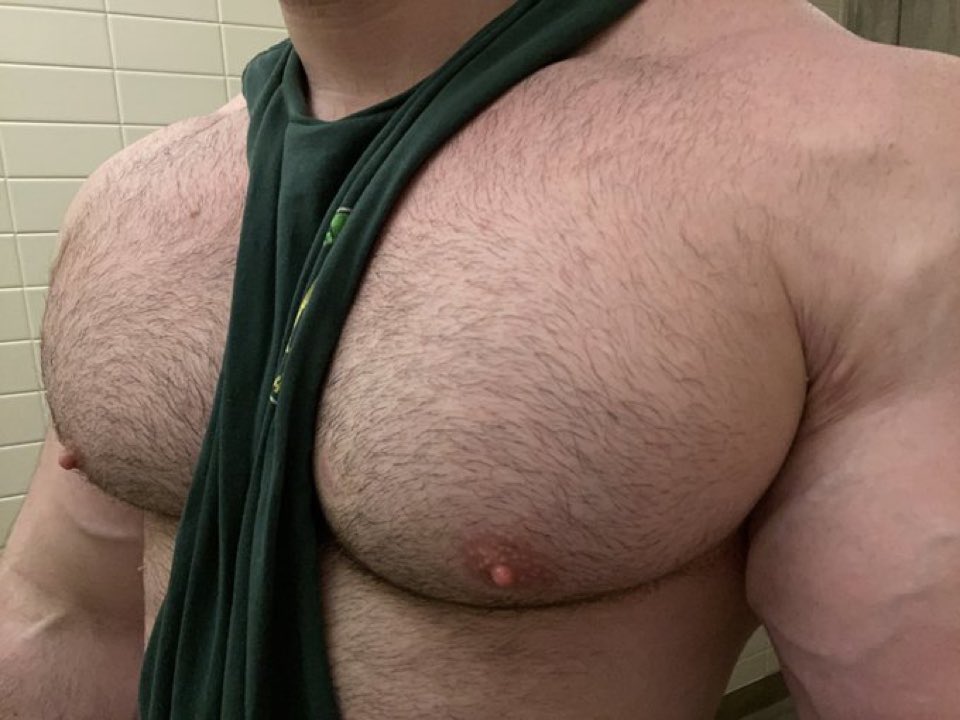 Impressive chest pecs with just the right amount of fur