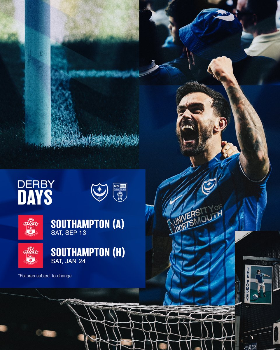 Pompey's tweet image. 🔵🆚🔴

👀 The south coast derby returns to the @SkyBetChamp.