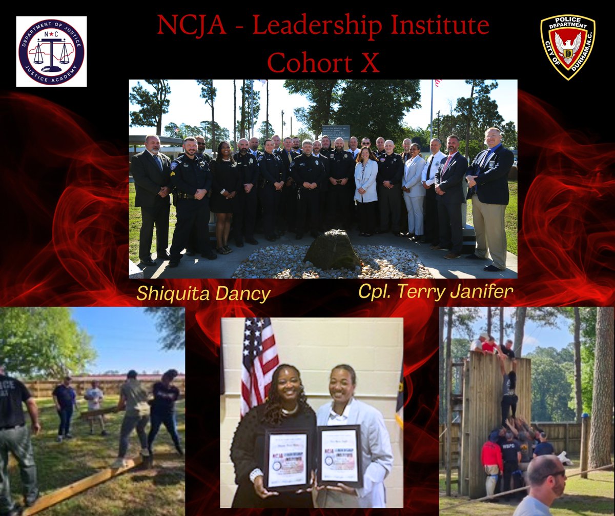 👏 Huge congrats to Corporal Terry Janifer &amp; Shiquita Dancy for completing the 120-hr NC Justice Academy Leadership Institute! Special shoutout to Shiquita for earning the Heart of a Leader Award for Cohort X! 🏆💪🏽
#NCJA #WomenInLeadership #HeartOfALeader #CohortX #LawEnforcement