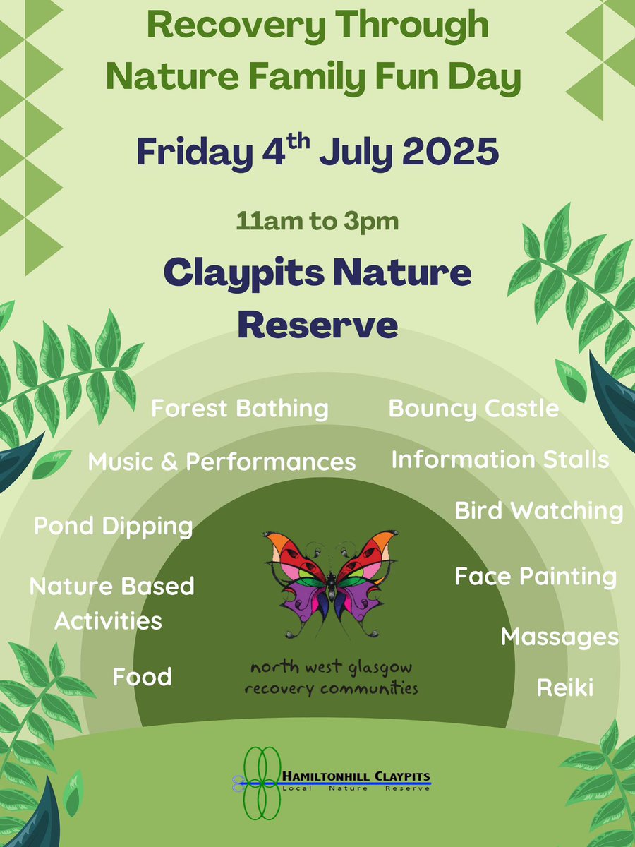ng homes (@ng_homes) on Twitter photo Join <a href="/ClaypitsLnr/">Hamiltonhill Claypits LNR</a> this coming Friday 4 July for their 'Recovery through Nature' family fun day.
Come along between 11am - 3pm - lots to enjoy! For more info or any questions, please contact the Claypits directly on claypitslnr@gmail.com Join <a href="/ClaypitsLnr/">Hamiltonhill Claypits LNR</a> this coming Friday 4 July for their 'Recovery through Nature' family fun day.
Come along between 11am - 3pm - lots to enjoy! For more info or any questions, please contact the Claypits directly on claypitslnr@gmail.com