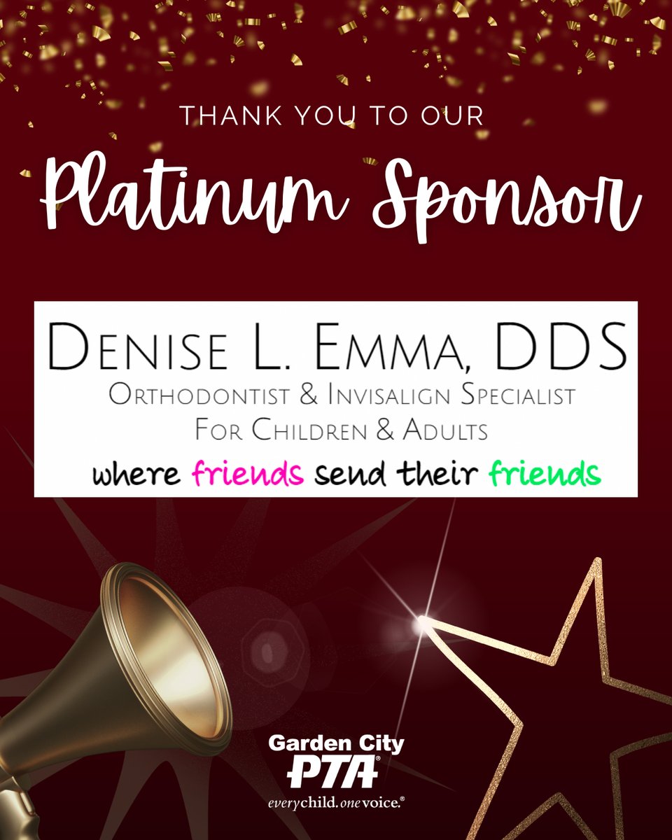 Garden City PTA (@gardencitypta) on Twitter photo As the school year comes to a close, we’d like to express our gratitude to our Platinum Sponsor, Dr. Denise Emma, DDS! 🦷 Thank you for supporting our children & schools all year long. Become an Annual PTA Sponsor for the 25-26 school year! Email sponsorships@gardencitypta.org. As the school year comes to a close, we’d like to express our gratitude to our Platinum Sponsor, Dr. Denise Emma, DDS! 🦷 Thank you for supporting our children & schools all year long. Become an Annual PTA Sponsor for the 25-26 school year! Email sponsorships@gardencitypta.org.