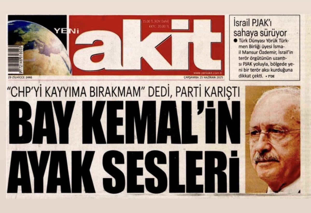 Şu paçavranın manşetinde bu şekilde yer almak bile onurlu bir insan için ömürlük utançken, sarayın talimatıyla CHP’yi bir ‘butlan’ operasyonuna alet etmeye çalışmak alçaklıktır.
Bu partinin hiçbir yapısı, sarayın maşası olan sana ve avanelerine teslim olmayacak. 
#OzgurOzel #CHP