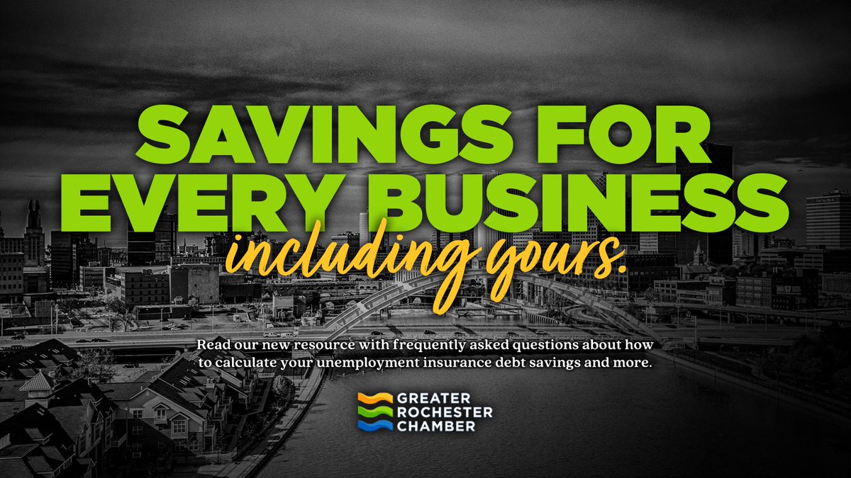 RochesterChambr's tweet image. We&apos;ve launched a new resource &amp;amp; FAQ to help calculate how much NYS&apos;s UI debt payment will mean for your business. Check out our guide to learn more about the tangible impact this will have on your bottom line and the role we played in securing this win: greaterrochesterchamber.com/advocacy/ui-fa…
