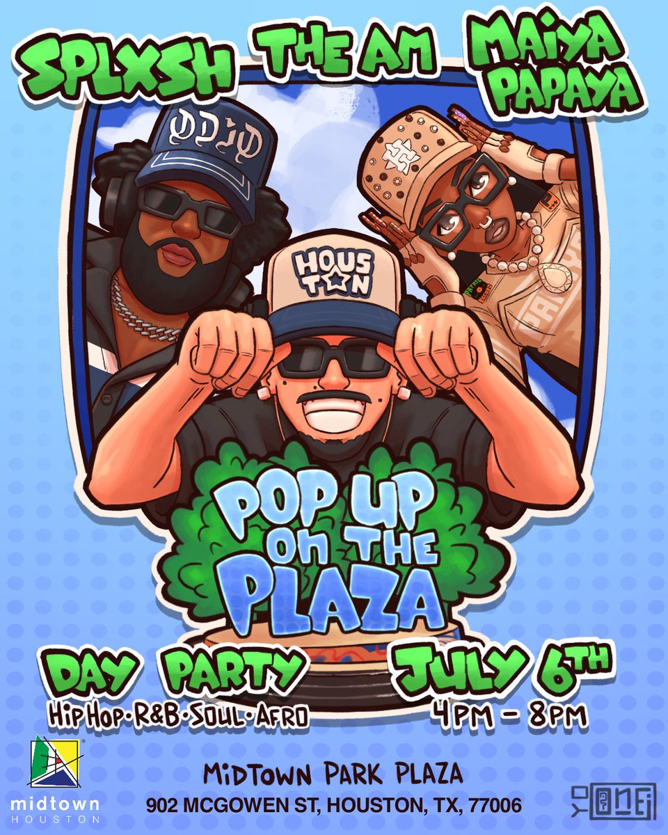 Pop Up on the Plaza is back at Midtown Park. 
Resident DJ AM + guest DJs MaiyaThePapaya and SPLXXSSH bring the heat.
Enjoy Korean street eats from Seoulside Wings and shop local vendors.
902 McGowen | Free | 18+
#MidtownHouston #PopUpOnThePlaza