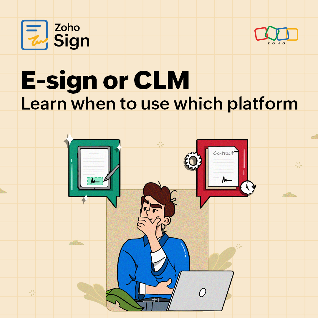 ZohoSign's tweet photo. Confused about whether to use a digital signature software or a #CLM software? 🤔
We got you! Read our blog to find out which platform is suitable for your unique needs. 😁👇
https://t.co/2WCBnkIQmm
#DoMoreWithZohoSign #DigitalTransformation https://t.co/ccc2tL9rXJ