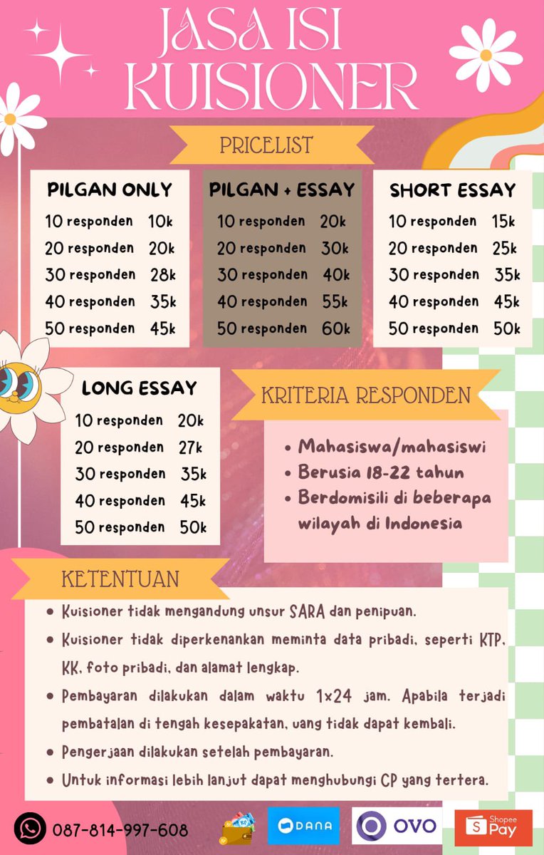 arachiey's tweet photo. Haloo! Hari ini lagii open jasa isi kuisioner nih. Cocok banget buat kalian yang lagi bingung cari responden kuisioner. Responden dijamin 100% manusia, no bot🤖❌

https://t.co/94E8Jt0fzn

#zonauang #zonajajan #jasakuisioner https://t.co/dRxqL9yWUu