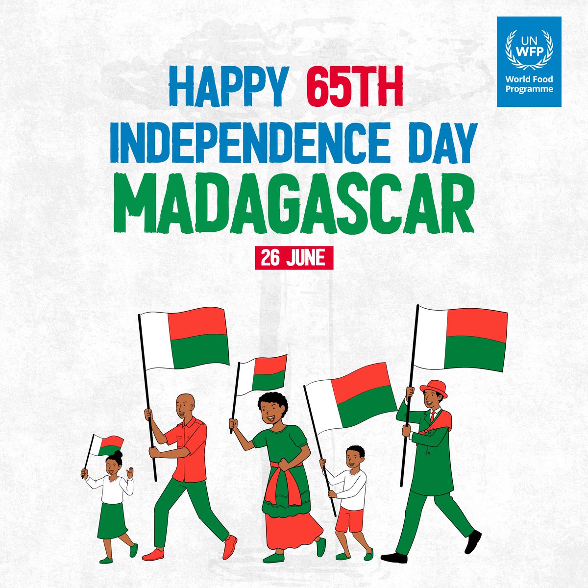 PamMadagascar's tweet image. From @WFP to #Madagascar.
Happy Independence Day Madagascar! π²π¬
Warm wishes to all Malagasy people on this special day. Together, we continue working towards a more food-secure and resilient #Madagascar.