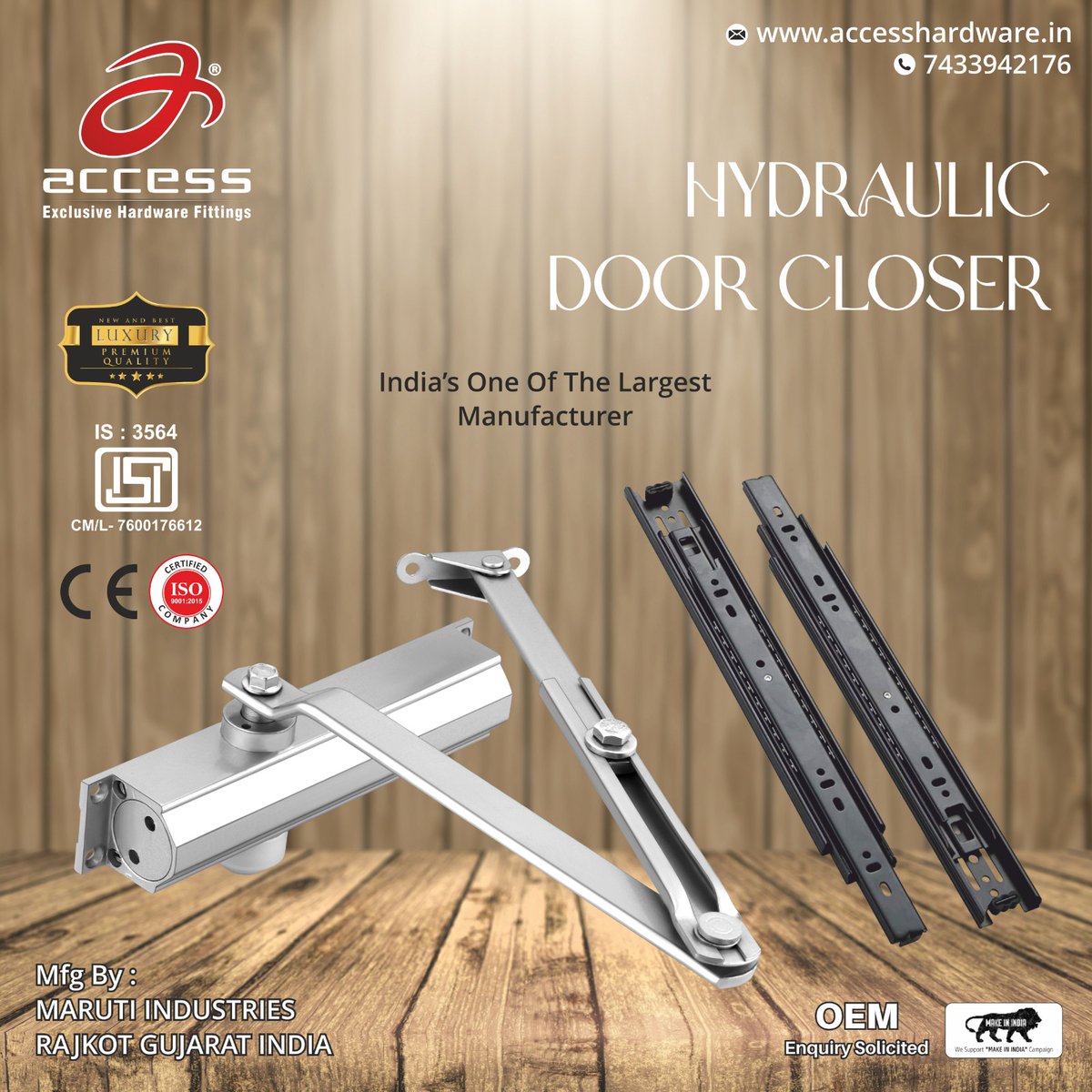 HardwareSamachr's tweet image. When quality matters, choose 𝐀𝐜𝐜𝐞𝐬𝐬 𝐇𝐲𝐝𝐫𝐚𝐮𝐥𝐢𝐜 𝐃𝐨𝐨𝐫 𝐂𝐥𝐨𝐬𝐞𝐫𝐬  From design to durability.

#AccessHardware #MarutiIndustries #AccessDoorCloser #HydraulicDoorCloser #AccessFittings #DoorControlSolutions #HardwareFittings #ArchitecturalHardware