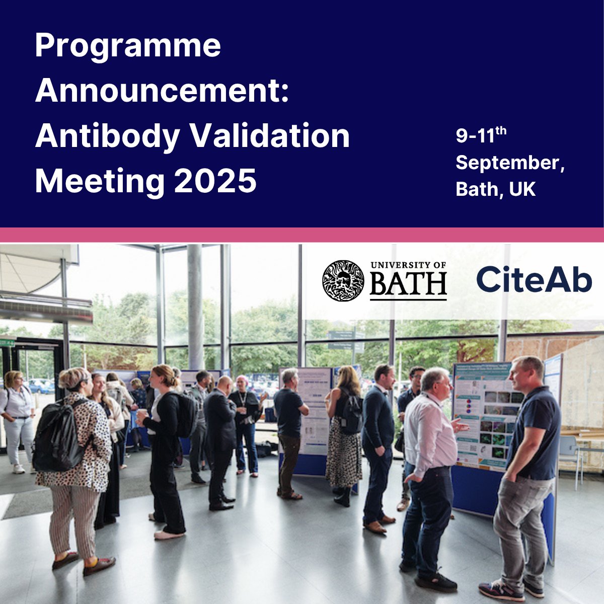 We’re thrilled to share a first look at the Antibody Validation Meeting Programme!

The meeting will host over 20 fantastic individuals.

See the full programme here➡️  antibodyvalidation.co.uk/programme

Plus, we've extended the abstract deadline by a week so you can still submit a poster!