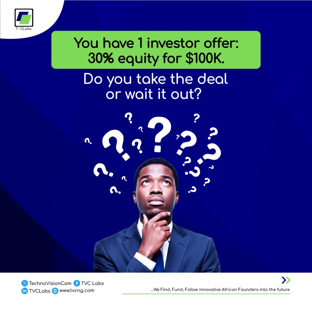You have one offer: $100K for 30% equity.

You're 3 months from running out of cash.

Do you take the deal or wait it out?
Founders face tough trade-offs like this every day.

What would you do?