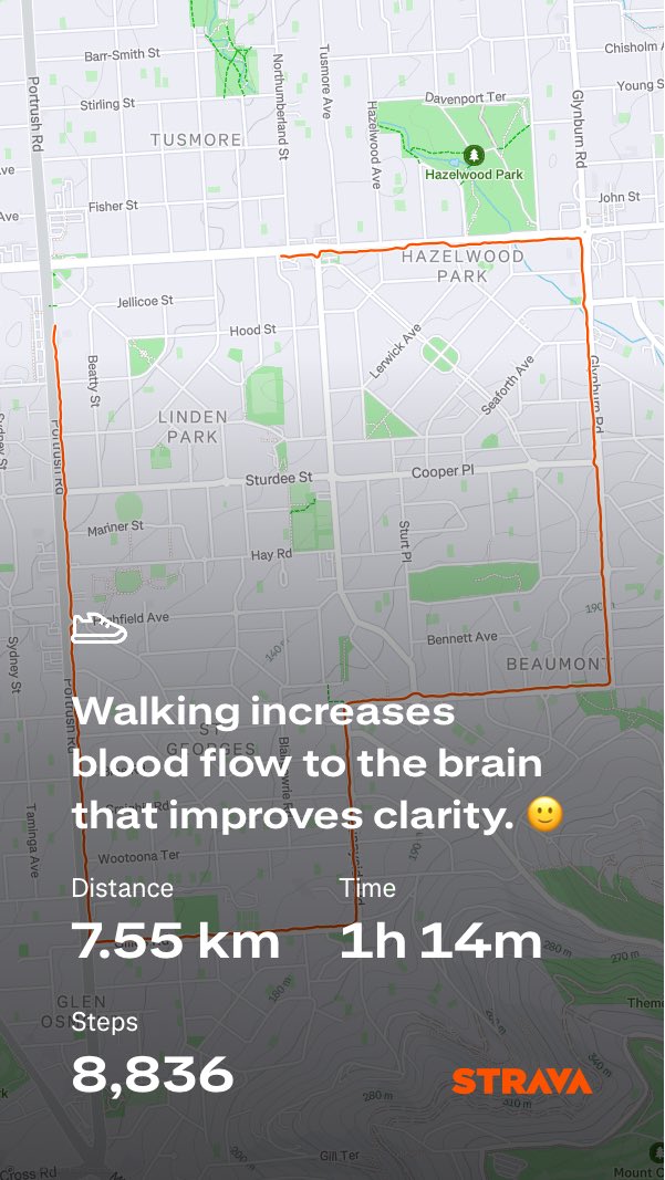 SamirMadi01's tweet photo. Walking, increases blood flow to the brain, which can enhance cognitive function and mood.
It also helps release endorphins, which can further reduce stress.πΆπ½πΆββοΈπ
#keepmoving #ThursdayWalk #walking #move #Adelaide #Australia #mood https://t.co/ZLeotH8rkh