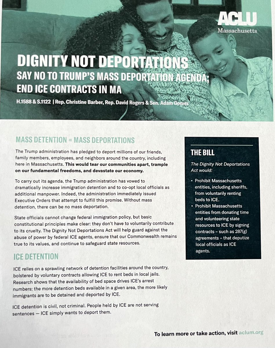 Get involved with local Massachusetts advocacy and activism by supporting the ACLU of Massachusetts’ <a href="/ACLU_Mass/">ACLU Massachusetts</a> proposed bill: The Dignity Not Deportations Act

Visit aclum.org

#ma #massachusetts #mabills #massachusettsbills #bills #advocacy #activism