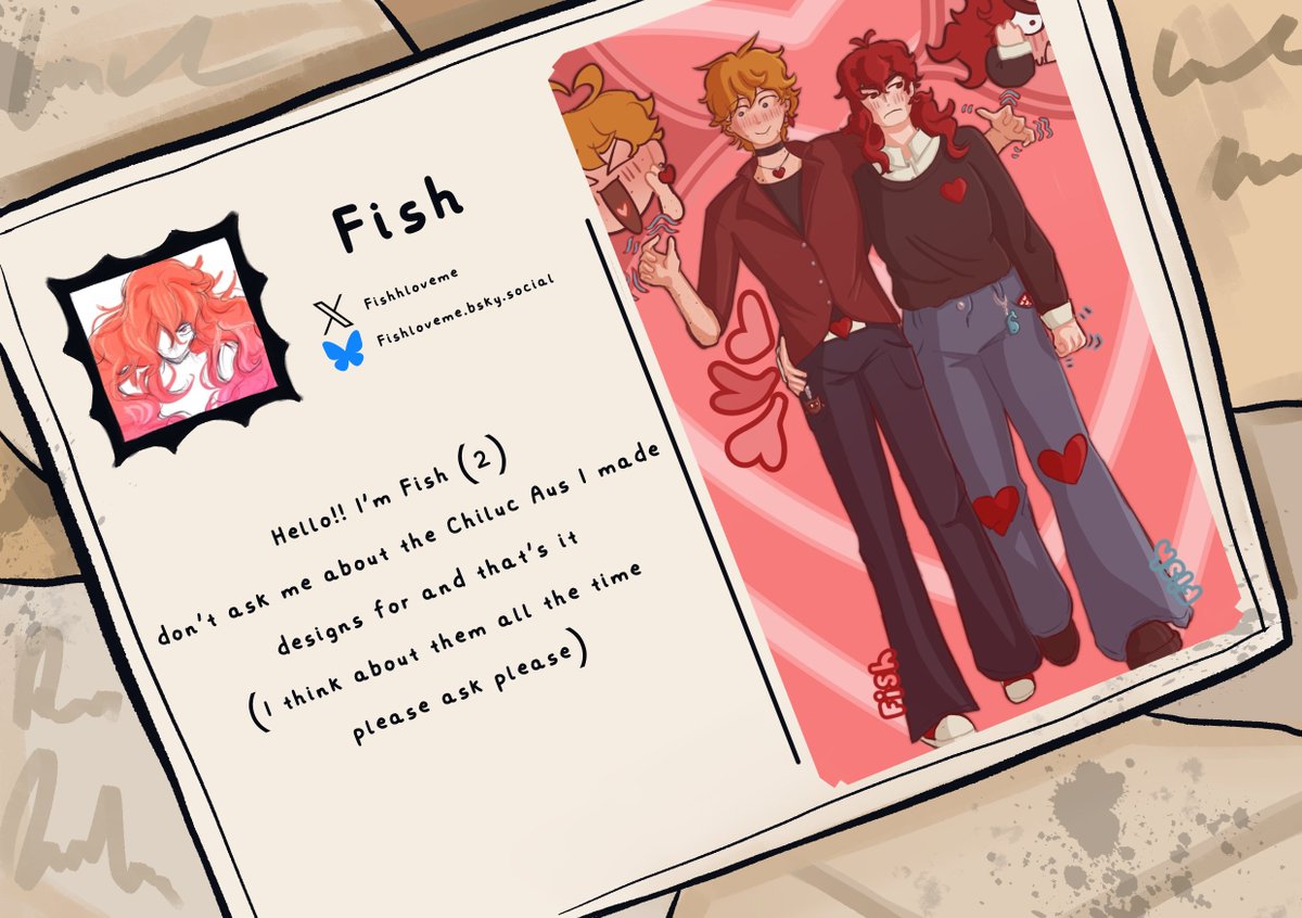 ChiluccZine's tweet image. 🦉 CONTRIBUTOR SPOTLIGHT 🐳
Introducing our artist @fishhloveme! Don't ask about all the chiluc aus they've made designs for (please ask please)