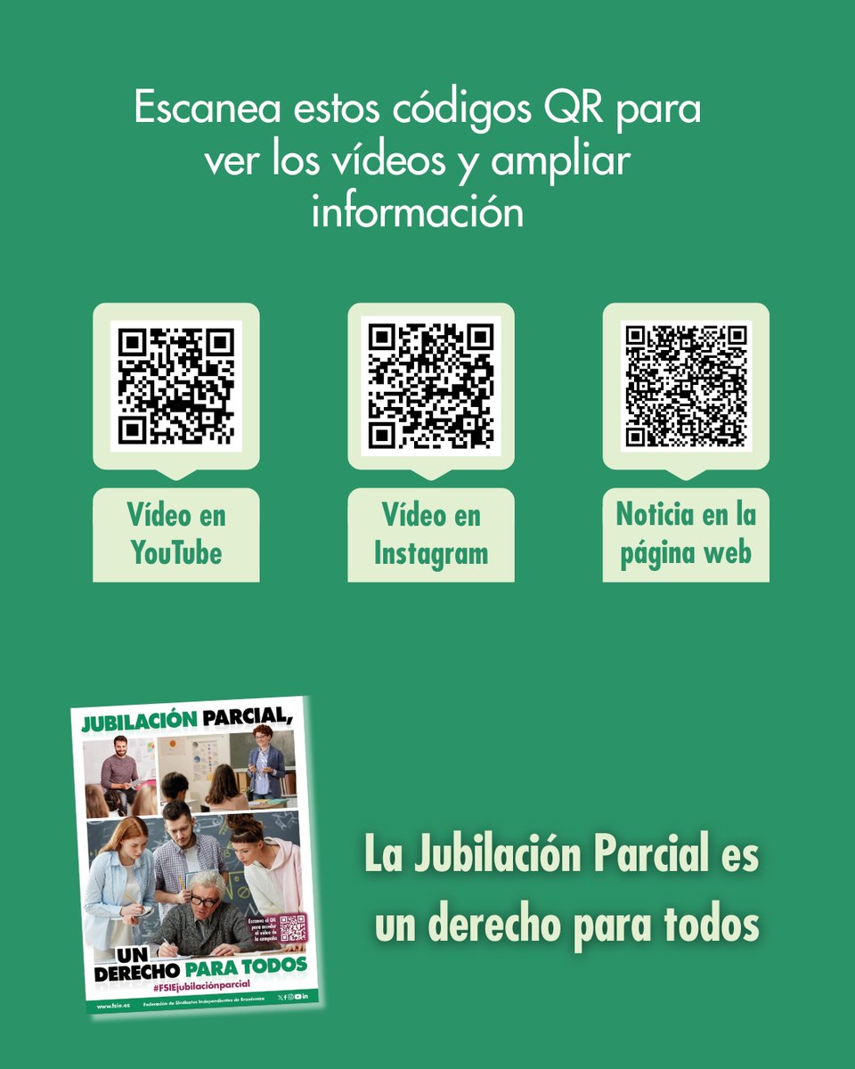 Únete a FSIE en la lucha de la defensa de la jubilación parcial de todos los trabajadores.
🔗 Más información. 👉 buff.ly/Lh1SKXL

#FSIEJubilaciónParcial
#JubilaciónParcialParaTodos