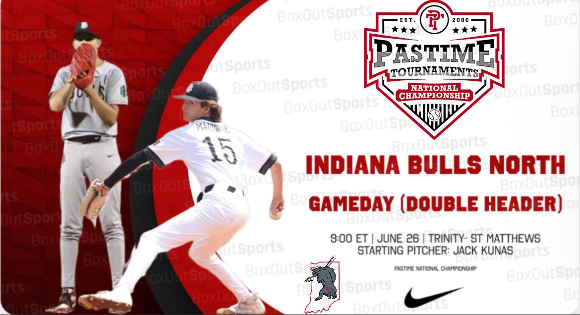 Indiana Bulls North- Phillips (@bullsnorth2027) on Twitter photo DOUBLE HEADER
Game 1:
๐ Bam Diamond McBride
โฑ๏ธ9:00 ET
๐Trinity
โ๏ธSP: Jack Kunas
<a href="/KunasJack15/">Jack Kunas</a>
Game 2:
๐ Mid-Ohio Raptors
โฑ๏ธ 11:15 ET
๐Trinity
โ๏ธSP: Justin Makowski
<a href="/Justin_Mak15/">Justin Makowski</a> DOUBLE HEADER
Game 1:
๐ Bam Diamond McBride
โฑ๏ธ9:00 ET
๐Trinity
โ๏ธSP: Jack Kunas
<a href="/KunasJack15/">Jack Kunas</a>
Game 2:
๐ Mid-Ohio Raptors
โฑ๏ธ 11:15 ET
๐Trinity
โ๏ธSP: Justin Makowski
<a href="/Justin_Mak15/">Justin Makowski</a>