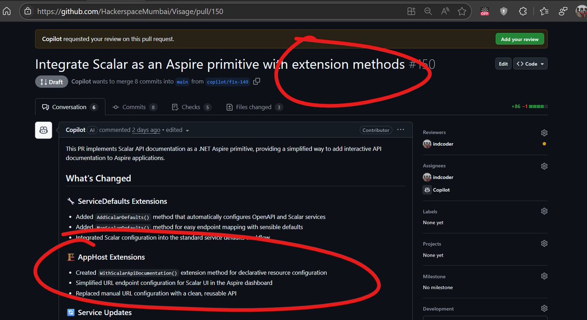 augvcor's tweet image. 2/ #GitHubCopilot #CodingAgent got tripped up by the existing Scalar API and started conjuring up extension methods for the PR out of thin air. cc @timrogers
PR 👇
github.com/HackerspaceMum…