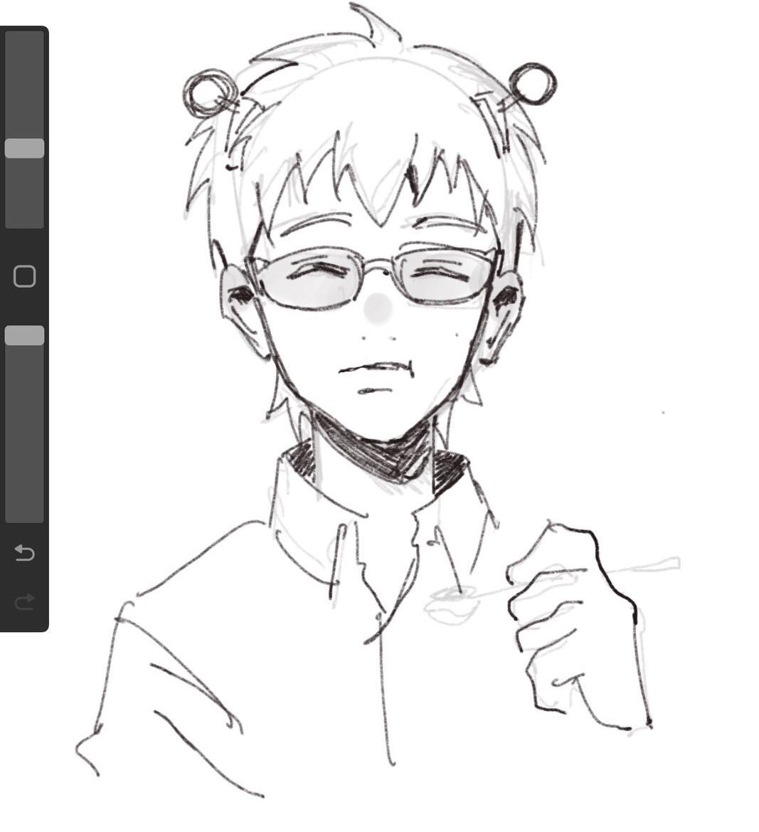 goontildov's tweet photo. i forgot to show that... i did some saiki k sketch day before so yeah.. https://t.co/TtNbb31XZp