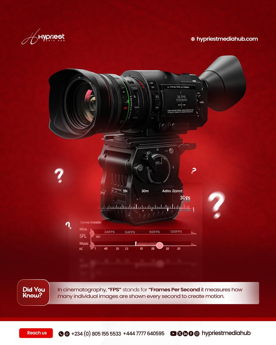 hypriestmedia's tweet photo. Frame per second (FPS) isn’t just a number, it’s how motion becomes magic.
⠀
#hypriestmediahub #framepersecond #videoediting #mediahub #branding
⠀ https://t.co/WcoiEhdpKo