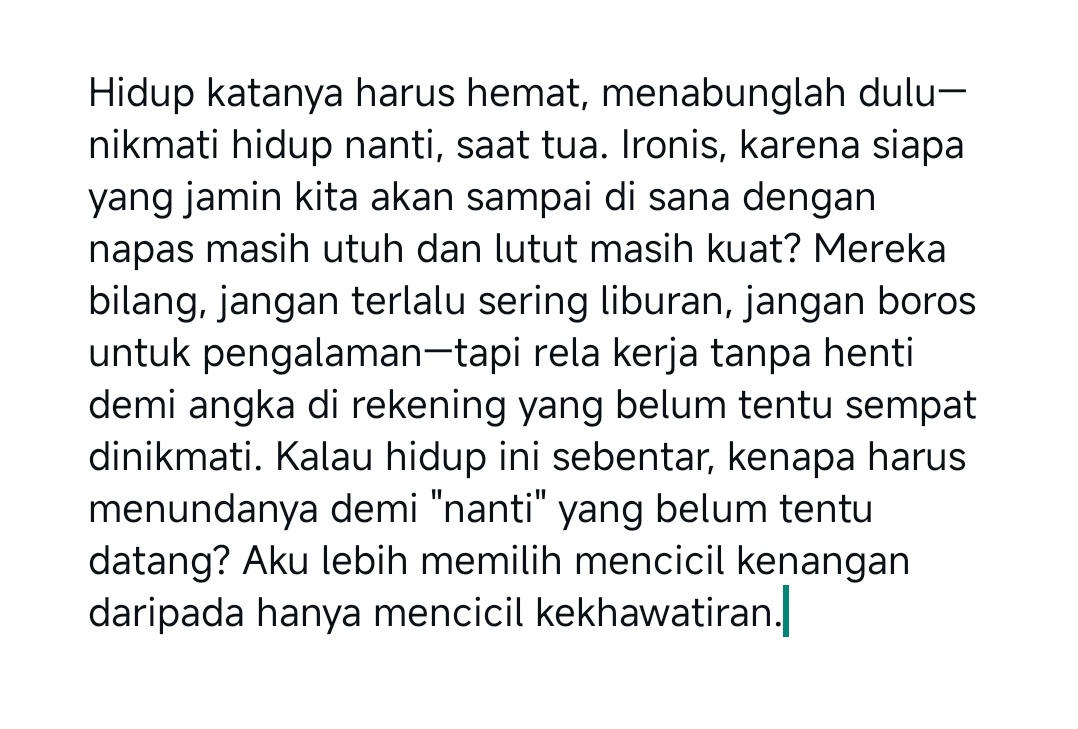 hailfasw's tweet photo. @tanyakanrl Ni caption post ig gue nder, bukan brrti gue kelebihan duit, tapi biar ttp waras di tengah Dunia yg edan, Dan yap gue hobi travelling, bisa sebulan sekali atau 2-3 bulan sekali, tergantung jauh Dan liburnya, Karna gue pun bingung klo nabung mau buat apa, impian gue cmn travelling https://t.co/29sNsUOFGv