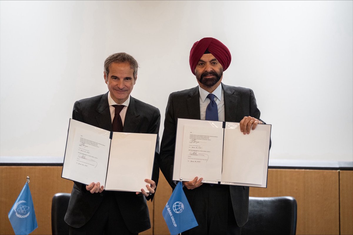 A much-needed and timely turning point for nuclear power that I strongly welcome: with President Ajay Banga, just signed an @IAEAorg/<a href="/WorldBank/">WorldBank</a> partnership that will allow nuclear energy to support development, reduce poverty, and help meet soaring global electricity demand.